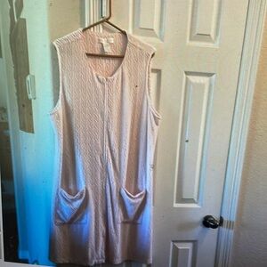 Eileen West Sleeveless Pink Fleece Robe with Pockets and Zipper XL